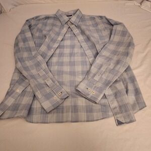 UNTUCKit Wrinkle Free Button Up SLIM Mens Shirt LS Blue Plaid SIZE LARGE